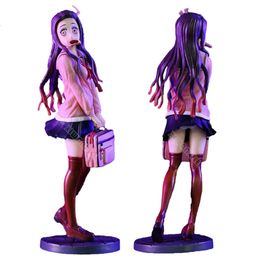Jouets à doigts 27 cm Demon Slayer Anime Figure Gk uniforme Nezuko Kamado Figurine d'action Kimetsu No Yaiba Figurine Collection modèle poupée jouets