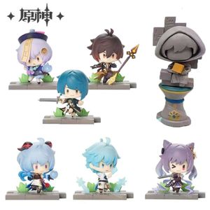 Vingerspeelgoed 7-10 cm Genshin Impact Anime Figuur Liyue Battlefield Heroes Action Figure Qiqi/morax/ganyu/xingqiu/chongyun/keqing Beeldje Speelgoed