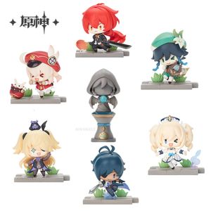 Finger Toys 7 pièces/ensemble Genshin Impact Figure d'anime Battlefield Heroes thème série figurine d'action Klee/diluc/venti/fischl/kaeya Figure poupée jouet