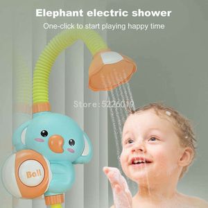 Jouets de bain, jouets de bain, jet d'eau électrique en forme d'éléphant pour enfants, pompe de robinet de baignoire de salle de bain avec tuyau ajusté à 360 degrés, jouets de douche