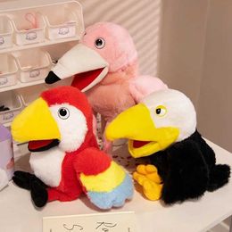 Finger Toys Bird Soft Stuffed Toy Doll Parrot Owl Eagle Flamingo Peacock Cosplay Plush Doll Educational Baby Toys Cute Hand Finger Puppet d240529