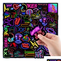 Doigt Jouets Dessin Animé Neon Light Graffiti Autocollants Voiture Guitare Moto Lage Valise Bricolage Classique Jouet Sticker Autocollant Pour Enfant Dhs Drop Dhano