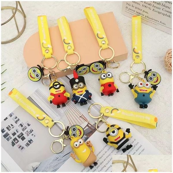 Toys de doigt Ornement de dessin animé Migne Toy Fashion Trend Minions Minions SCHOOL SCHOOL PENDANT Doll Keychain Play Play Play Car Corboutage Drop livrer Dhnwk