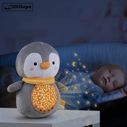 Finger Toys Lillilopo 1pc baby zacht gevulde LED Night Lamp Sleep Soothe Doll pluche met muzieksterren Projector Light 220829