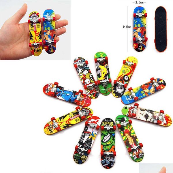 Finger Toys Mini Boards Skate Truck Print Soporte de plástico profesional Fingerboard Skateboard para niños Juguete Niños Regalo Drop Delivery Dhwng