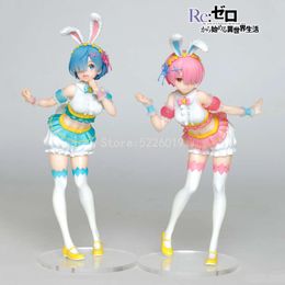 Finger Toys Re:zero -starting Life in Another World Figura de anime Ram Figura de acción Rem Bunny Girl Happy Easter Ver Figurita Modelo Muñeca Juguetes
