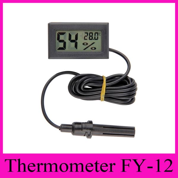 FY-12 Higrómetro de termómetro digital mini portátil LCD LCD Medidor de humedad de temperatura de pantalla integrado con cable de 1,5 m para la industria doméstica