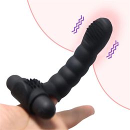 Doigt vibrant manchon g-spot gant masseur Anal mamelon Clitoris Stimulation vibrateur adulte sexy jouet pour femme lesbienne