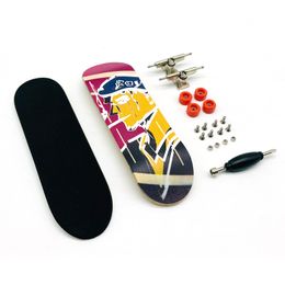 Toetsenset Nieuw grafisch compleet houten vingerskateboard met lichtmetalen vrachtwagengelagerde wielen Mini Skate Board