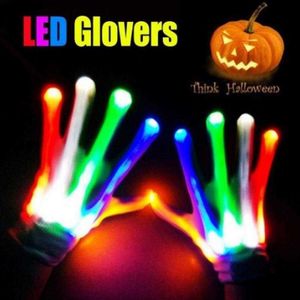 Fingerless Gloves 1Pair LED LODIG LED VOOR KINDEREN Geschenken vinger skelet Halloween Cosplay Come Christmas Party Supplies L221020