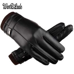 Fingerless Gloves 2018 New Men's Luxurious PU Leather Winter Driving Warm Gloves Cashmere Tactical gloves Black Drop Shipping High QualityL231017