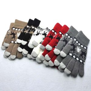 Fingerless Gloves 2021 Ly Men Dames Kerstmis Winter Warm gebreide Wapiti Pint Screen Leuk gratis