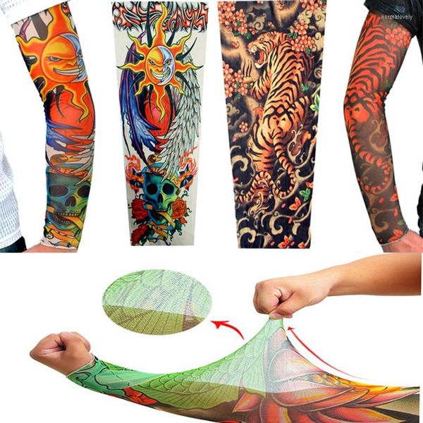 Gants sans doigts 2023 1 pièces grande taille été équitation conduite tatouage manches imprimer bras manches soleil Uv Protection chauffe pour hommes femmes