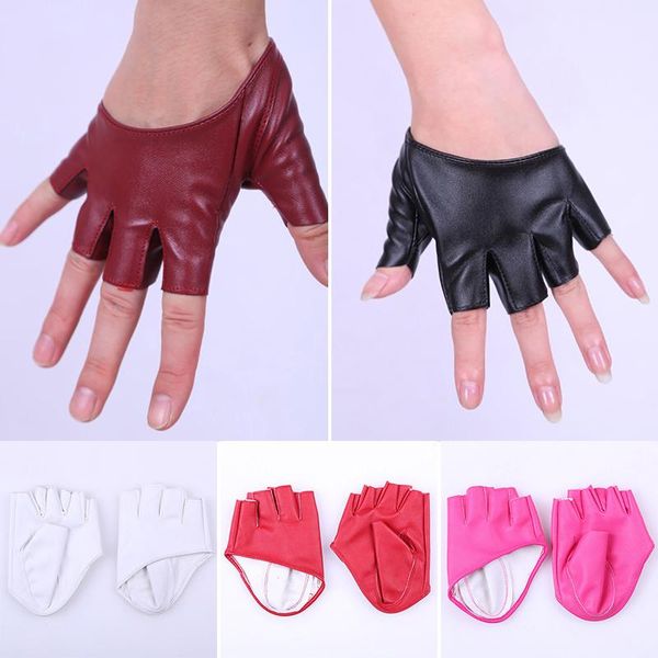 Guantes sin dedos 2023 medio dedo imitación cuero PU mujeres señoras Nigh Club fiesta conducción espectáculo baile en barra cinco dedos 6C2646