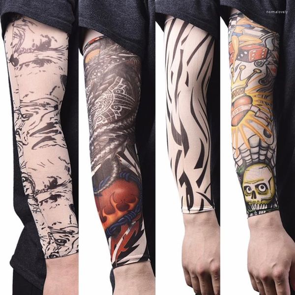 Guantes sin dedo 2023 Hombres Costrado Tatto falso Falso Camino de manga temporal Medias calentadoras Mangas elásticas Nylon Sport Skins Sun