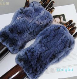 Gants sans doigts Arrivée Femmes Tricot Fourrure Mitten Filles Véritable Véritable Tricoté Rex Lapin Mitaines Hiver Chaud Drop Livraison Mode Dhnmi