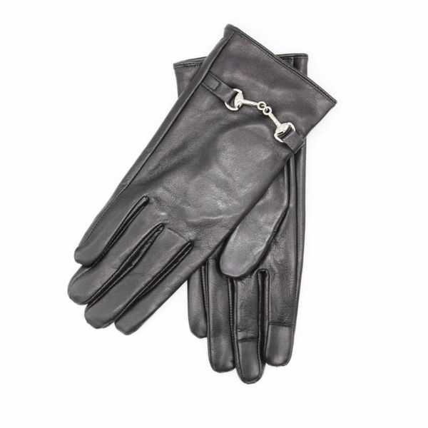 Gants sans doigts automne hiver cuir pour hommes femmes mode Plus doublure en velours mince peau de chèvre Handschoenen