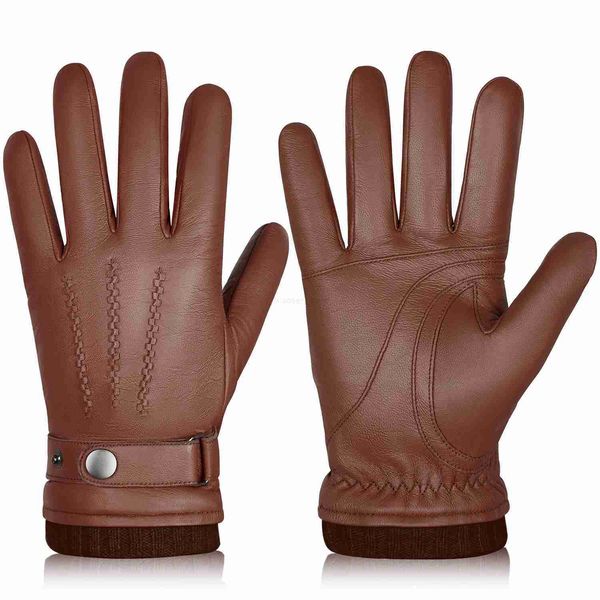 Gants sans doigts bison denim hiver gants en cuir en peau de mouton masculin