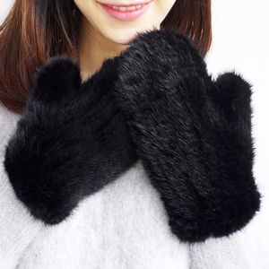 Gants sans doigts marque de mode hiver femmes gants véritable 100 véritable fourrure de vison gant tricoté mitaines épais chaud mitaines 231122