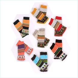 Fingerless Gloves Christmas Tree Globe Dikking Wol Knitting Kleur Mode Nieuw Keep Warm Vrouw Man Winter 4 3xqa K2 Drop Delivery Dhy7H