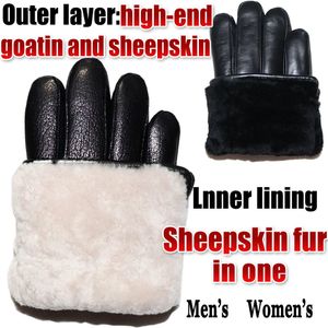 Gants sans doigts motif peau de cerf gants en cuir pour hommes en peau de mouton en un seul gants en peau de chèvre pour femme gants en laine de mouton épaississement d'hiver chaud 230826