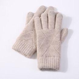 Vingerloze handschoenen vrouwelijke winter warm gebreide volle vingerhandschoenen mannen massief wollen aanraakscherm wanten vrouwen