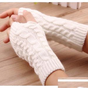 Vingerloze handschoenen Vingerloze handschoenen Winter Uni Dames Gebreid Lange armwarmer Wollen halve vingerwanten 12 paarslot4228703 Drop Delivery Dhedh