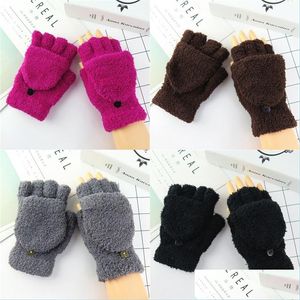 Vingerloze handschoenen flip cover type handschoen multi pure kleuren pluche breien blootstelling vingers winter buiten houd warme dames wanten 3 8lc l2 dhkns