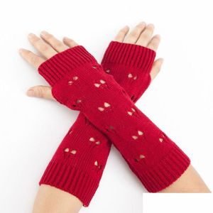 Gants sans doigts creux coeur d'amour tricoté bras de poignet chaud er gants hiver mitaines sans doigts mitaines femmes mode goutte de Dhgarden Dhxpv