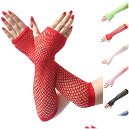 Fingerless Gloves Hollow Out Punk Women Y Black None Finger Elegant Lady Dance Costume Lace Mesh Fishnet Drop Delivery Fashion Accesso Dhct0