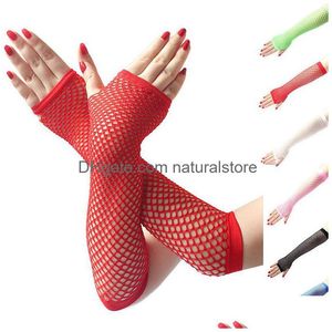 Gants sans doigts creux punk femmes y noir aucun doigt élégant dame costume de danse dentelle maille résille livraison directe mode accès Dhnib