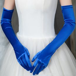 Gants sans doigts femmes coréennes noël blanc robe de mariée longue Satin élastique étiquette gants été crème solaire UV doigt complet conduite gant K14 230113