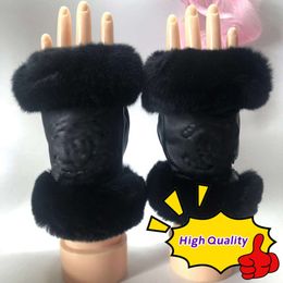 Gants sans doigts dames classiques 100% gants en peau de mouton gants en cuir pour écran tactile gants chauds doux 0817 E6UP