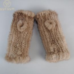 Gants sans doigts dame hiver vraie fourrure de vison tricoté à la main gant chaud fort élastique mitaines 231122