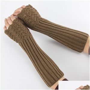 Vingerloze Handschoenen Lange Winter Gebreide Vingerloze Handschoenen Mouw Warme Arm Er Zachte Handschoen Wanten Manchet Voor Dames Meisjes Mode Drop