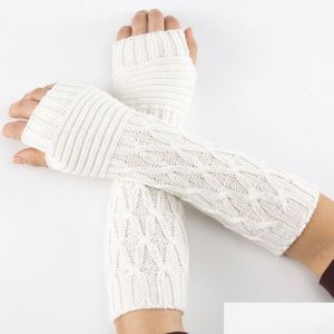 Vingerloze handschoenen Lange winterwarme handschoenen Manchet Gebreide arm met halve vingers Ers Vingerloze wanten Polsmouwen Warmers voor vrouwen Dhgarden Dhs4Z