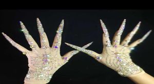 Fingerless Gloves Luxe AB Rhinestones Pearls Plus Length Nails Handschoenen Women Fashion Drag Queen Outfit Nightclub Stage Perform 5983763