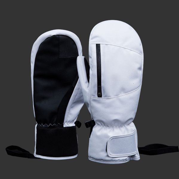 Gants sans doigts hommes femmes hiver ski snowboard peut écran tactile imperméable thermique épais neige motoneige mitaines noir blanc gris 230909