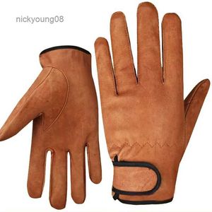 Guantes sin dedos Guantes deportivos de piel de oveja Ocio diario Trabajo Guante de golf Guantes de cuero de vaca suave a prueba de agua para hombres y mujeresL231017