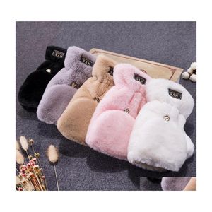 Fingerless Gloves Soft Faux Fur Fuzzy opgesteld in de top Winter Warm ER Mittens voor tienermeisjes vrouwen buiten sport drop levering fas dhctl