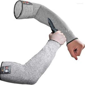 Gants sans doigts de sécurité printemps été 1Pc niveau 5 HPPE résistant aux coupures anti-coupure hachoir travail en plein air Protection bras manches couverture équipement de protection individuelle