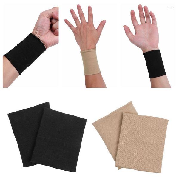 Guantes sin dedos Unisex Compresión Mangas de muñeca Spandex Banda para el sudor Muñequera Deportes Yoga Sudor Absorber Brazo Toalla Banda Bracers Wrap