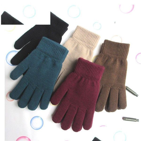 Gants sans doigts en gros hiver gants chauds épaissis plus Veet élastique tricoté cinq doigts mitaines magiques livraison directe mode acc Dhhso