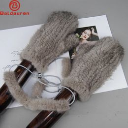 Gants sans doigts hiver vraie fourrure de vison mode doux chaud 100 naturel dame bon élastique véritable gant tricoté 231122