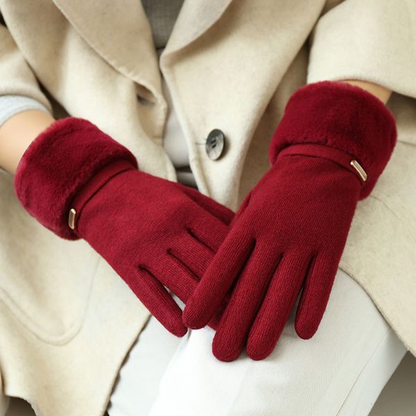 Guantes sin dedos Invierno Mujeres Mantener caliente Plus Terciopelo Pantalla táctil Espesar Felpa Muñeca Gamuza Moda Personalidad Elegante Drive Ciclismo 230825