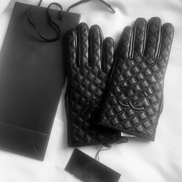 Guantes sin dedos Guantes de cuero de invierno para mujer Piel de oveja con pantalla táctil de felpa para ciclismo con guantes con punta de dedo de piel de oveja con aislamiento cálido diseñador