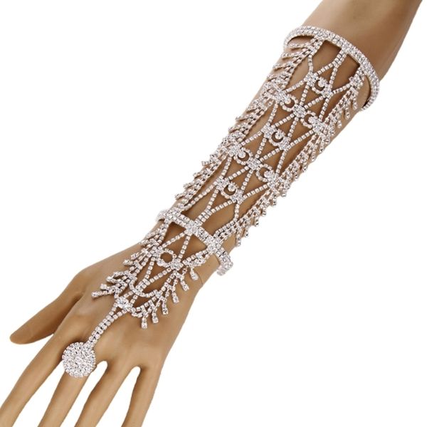 Gants sans doigts femmes glands bras manchette brassard bracelet et anneau mariage mariée feuilles frange bijoux main chaîne bracelet ventre 94PA 230608