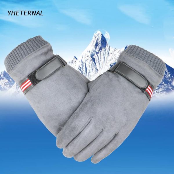 Gants sans doigts YHETERNAL hommes coupe-vent vélo Slip Plus daim velours épaississement 2021 hiver Faux cuir doigt complet