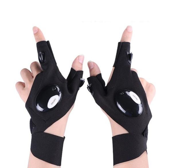 Guantes LED sin dedos, linternas de pesca, luces para acampar al aire libre, senderismo, kits de guantes con luz flash de supervivencia