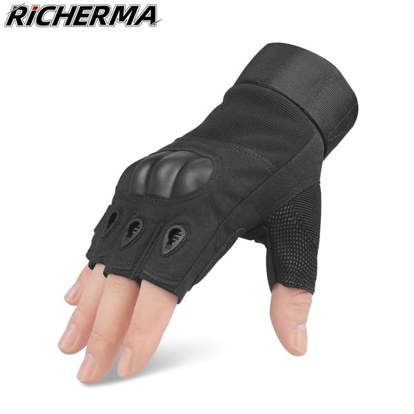 Guantes de moto sin dedos, nudillos duros, mano de verano, Moto, motociclista, montar en bicicleta